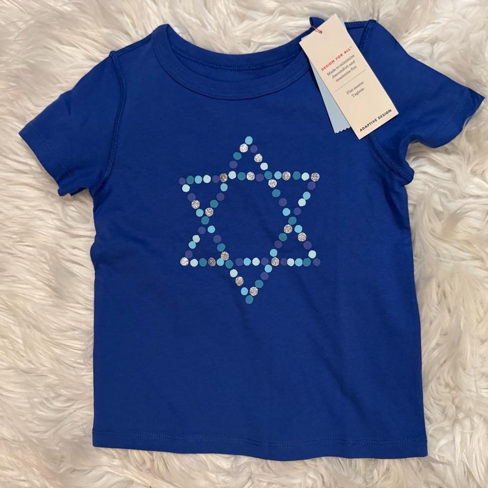 Cat & Jack Girls 3T Hanukkah Star of David Holiday Tee NWT